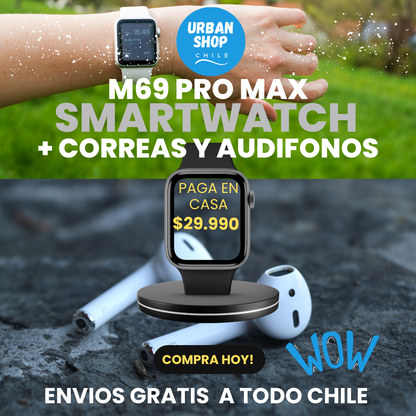 M69 Pro Max + Correas + Audífonos